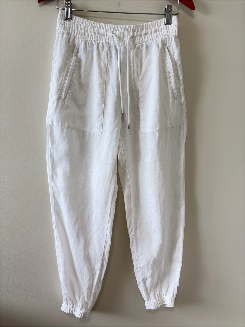 Athleta Retreat White 100% Linen Drawstring Joggers - Picture 4 of 13